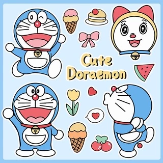 Miếng Dán Trang Trí Vali / Laptop / Điện Thoại Hình Doraemon Hoạt Hình Dễ Thương Chống Thấm Nước