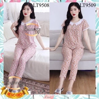 [Bunny] QUẦN ÁO BỘ NỮ MẶC NHÀ CHẤT LIỆU LỤA THÁI NHẸ MỀM MÁT TAY cộc QUẦN DÀI HỌA TIẾT HOA LÁ