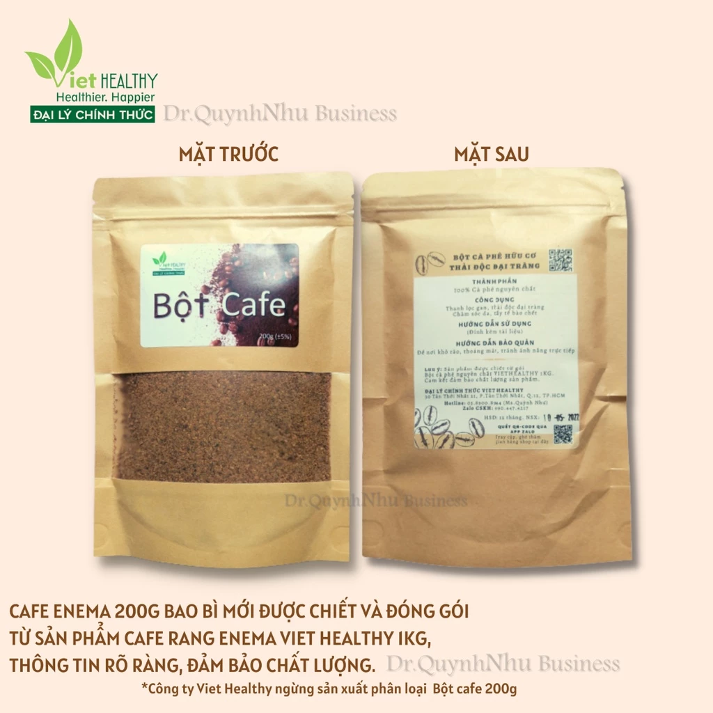 Cà phê viet healthy 200g , cà phê thải độc đại tràng 100% nguyên chất coffee enema