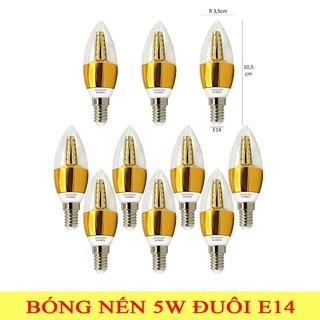 Combo 5 và 10 Bóng đuôi E14 đèn Led nến 5w quả nhót ánh sáng vàng nắng hàng chuẩn