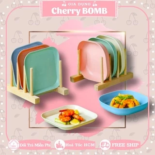 [Siêu Rẻ] Set 8 Dĩa Lúa Mạch Đựng Thức Ăn, Trái Cây, Snack Dáng Vuông Màu Pastel Gọn Nhẹ Dễ Mang Đi Picnic