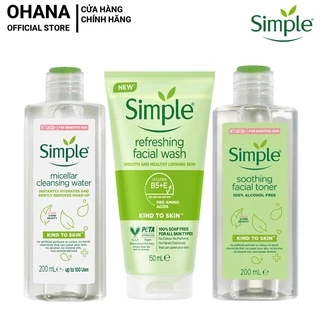 Combo 3 Sản Phẩm Simple (Nước Tẩy Trang Simple 200ml, Gel Rửa Mặt 150ml Và Nước Hoa Hồng Simple 200ml)