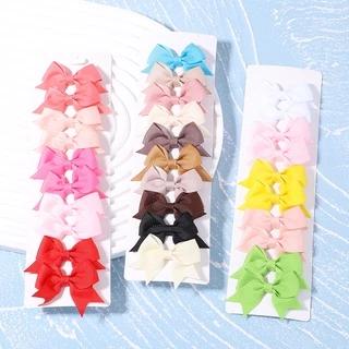 RainBow Bows Set 10 Kẹp Tóc Nơ Ruy Băng Cho Bé Gái