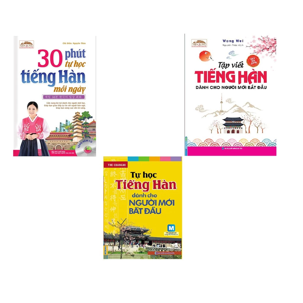 Sách - Bộ 3 cuốn Tập Viết Tiếng Hàn Dành Cho Người Mới Bắt Đầu + Tự học tiếng Hàn + 30 phút tự học tiếng Hàn tặng sổ tay