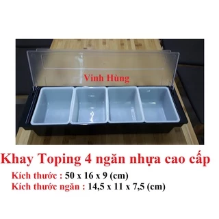 Khay đựng topping, đựng thạch nhựa cao cấp 4 ngăn chứa