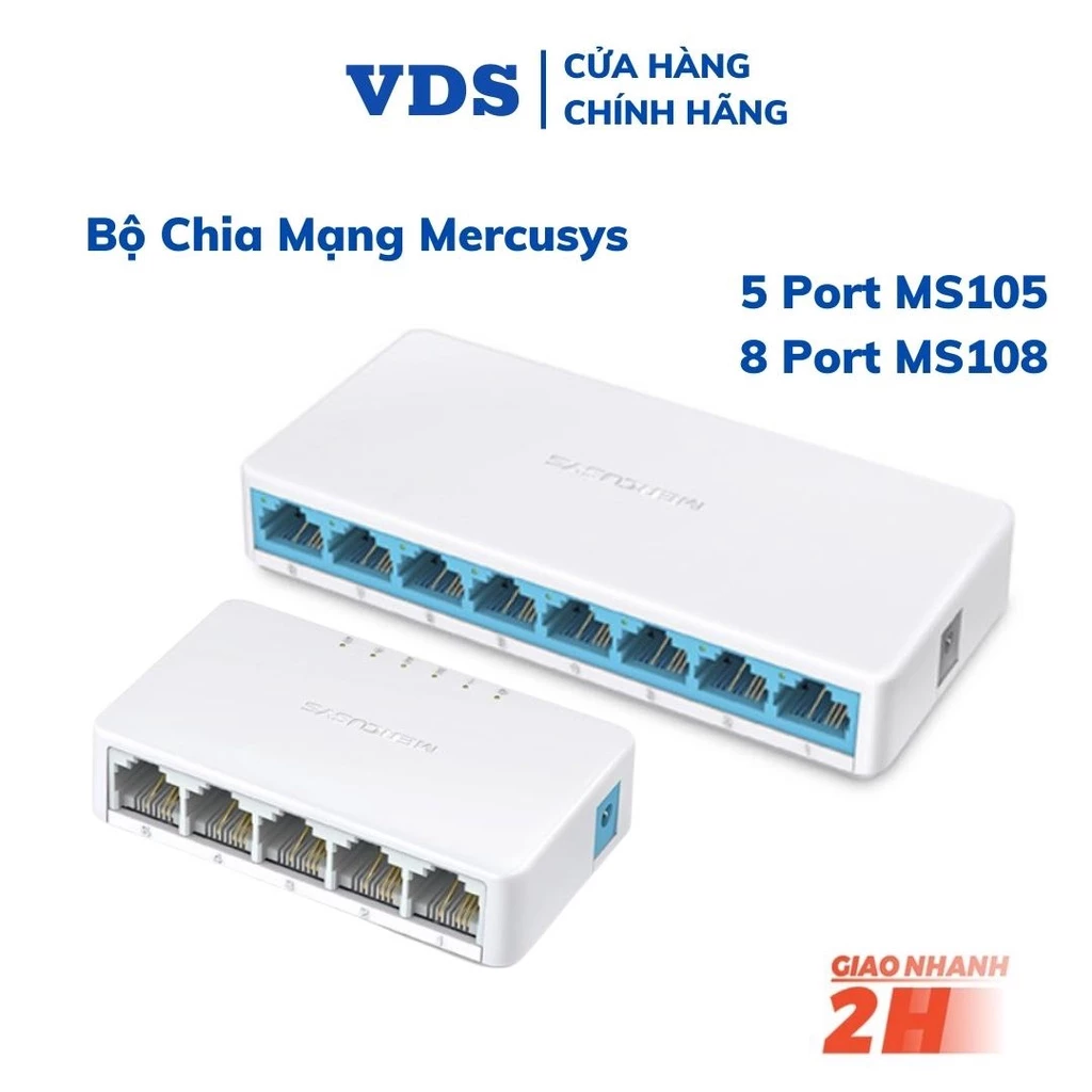 Bộ chia mạng 5/ 8 cổng switch 5/ 8 port 10/100Mbps chia tín hiệu lan Mercusys MS105 MS108- Hàng chính hãng