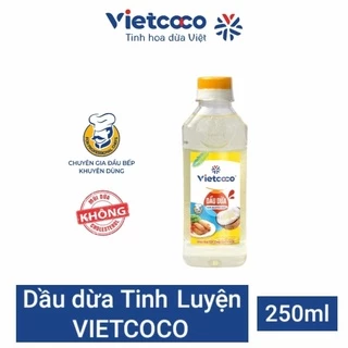 DẦU DỪA TINH LUYỆN VIETCOCO CHAI PET 250ML [Không CHOLESTEROL,tốt cho tim mạch ]