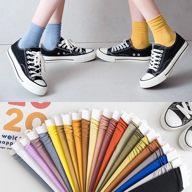 Tất nhung dài FHYL màu trơn mùa hè Nhật Bản mới thời trang cho nữ