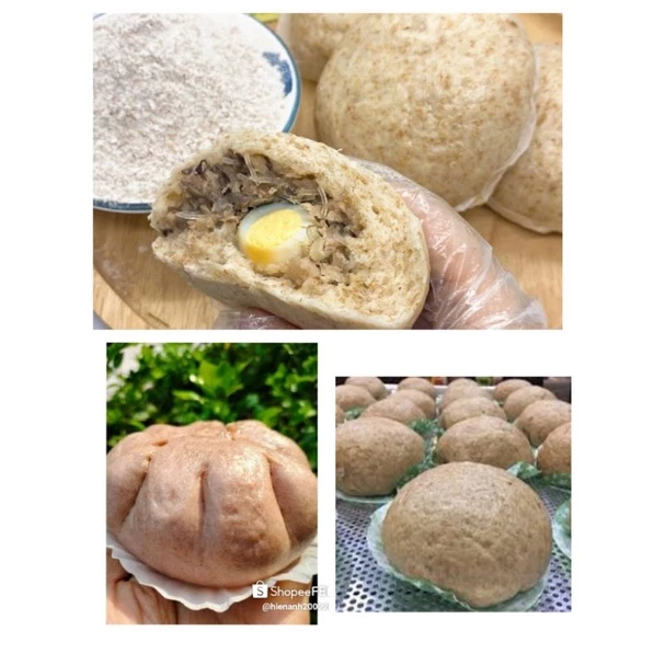 500g Bột BÁNH BAO nguyên cám trộn sẵn ăn kiêng giảm cân Eatclean (có sẵn men nở)