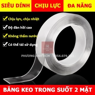 Băng Keo Nano Dán 2 Mặt Trong Suốt / Băng Dính 2 Mặt Đa Năng - Dán Tường Treo Đồ, Treo Tranh Ảnh, Cố Định Vật,...