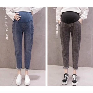 Quần Bò Bầu, Quần Jeans Bầu Hàng Mềm Đẹp (có chun chỉnh)