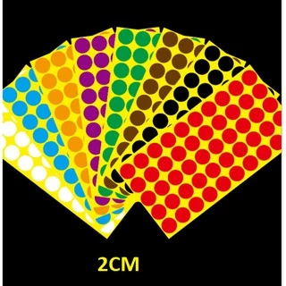 100 Tem màu dán tròn 2cm giấy nhiều màu, đánh dấu sản phẩm theo màu sắc