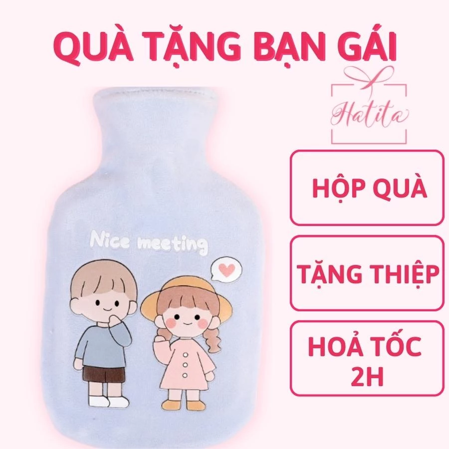 Túi chườm bụng kinh HATITA 1000ml phiên bản LOVE YOU món quà ý nghĩa tặng người yêu