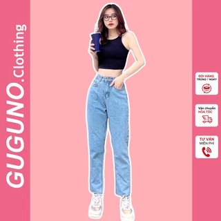 Quần jean bò nữ ống rộng suông lưng cạp cao form rộng chất đẹp GUGUNO ulzzang (quần jeans nữ, quần jean nữ, quần rin nữ,