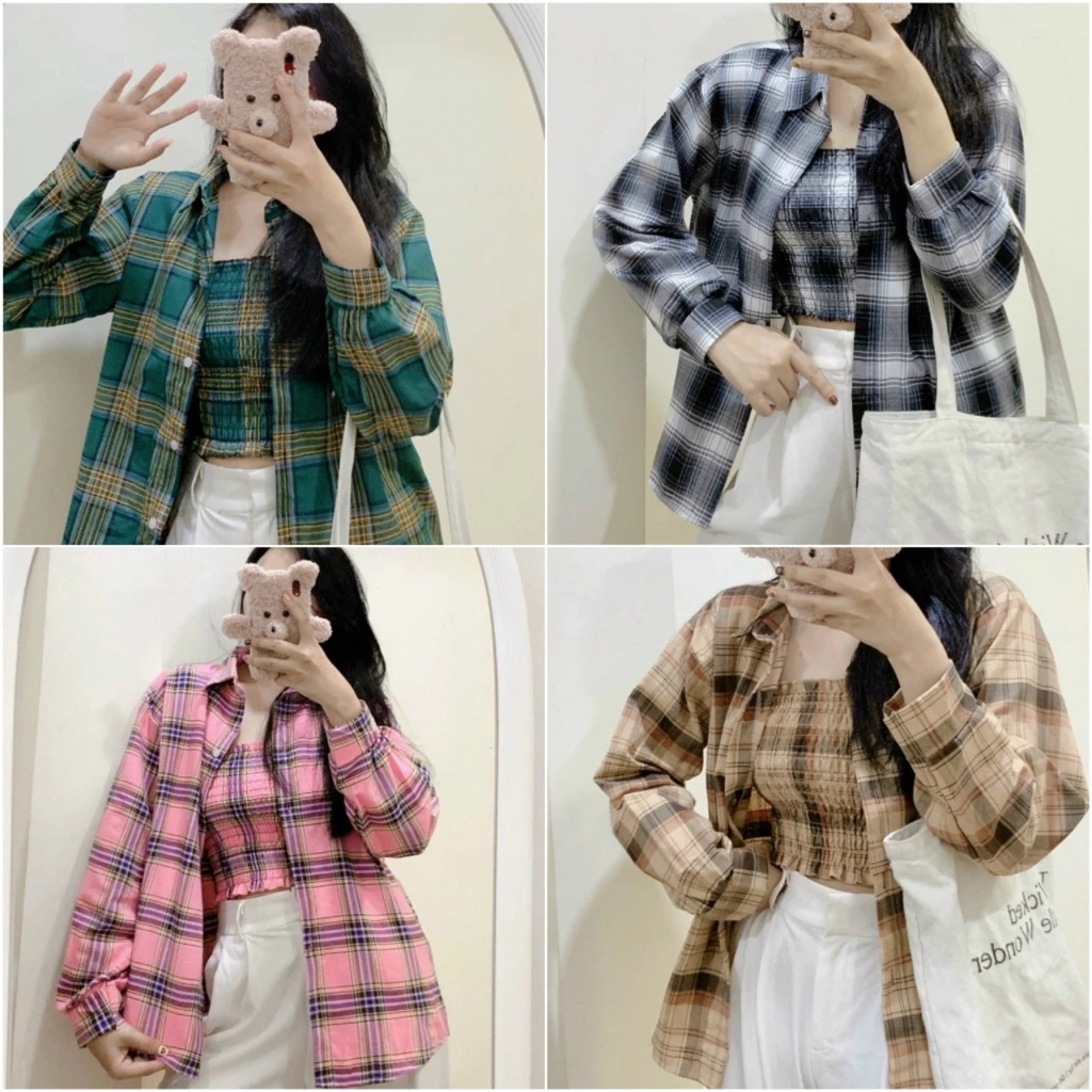 [VDEO ẢNH THẬT ] Combo Áo Sơ Mi Caro Unisex Chuẩn Shop