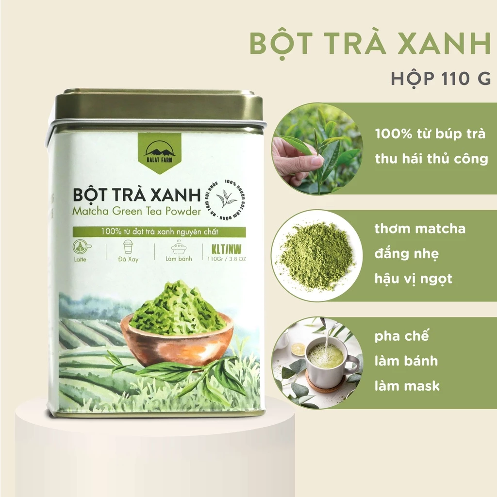 Bột Matcha Trà Xanh Dalat Farm - Hộp 110Gr