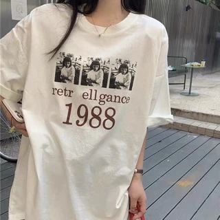 Áo phông 3158, áo thun tay lỡ form rộng chất cotton in chữ gance