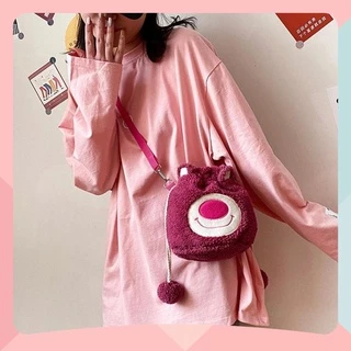 Túi Đeo Chéo Gấu Disney Lotso Dây Rút - Túi Đeo Vai Nhồi Bông