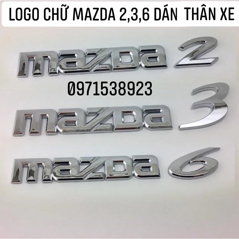 tem chữ MAZDA 323, 2, 3, 6 dán thân xe hàng cao cấp