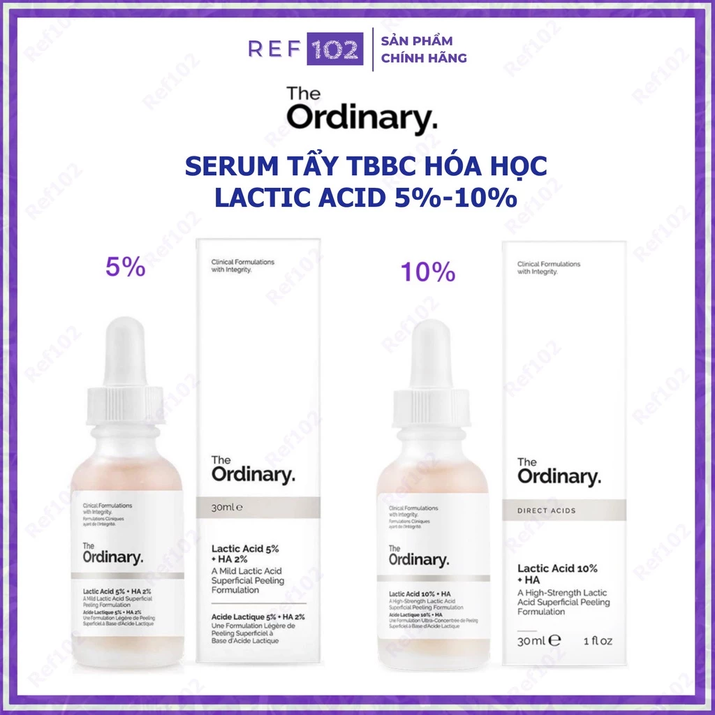Serum tẩy da chết hóa học The Ordinary Lactic Acid 5 - 10% + HA 2% - Hỗ trợ sáng da, giảm thâm 30ml