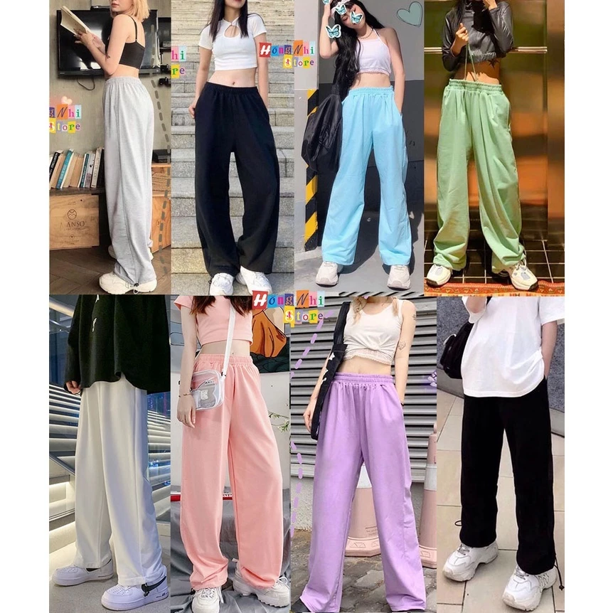 Quần Jogger Basic Ulzzang Unisex Jogger Trơn Dây Rút Lai Ống Rộng - MM