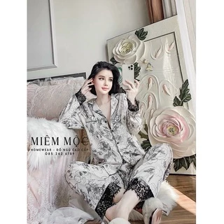 Đồ bộ cao cấp pijama phối ren lụa quảng châu loại 1