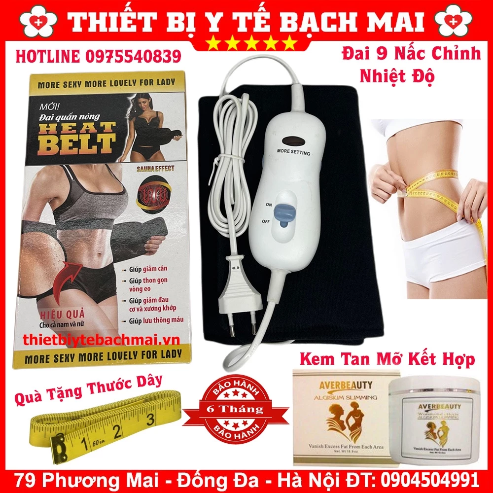 [Tặng Thước Dây] Đai Quấn Nóng Giảm Béo Tan Mỡ Phụ Nữ Sau Sinh Heating Belt