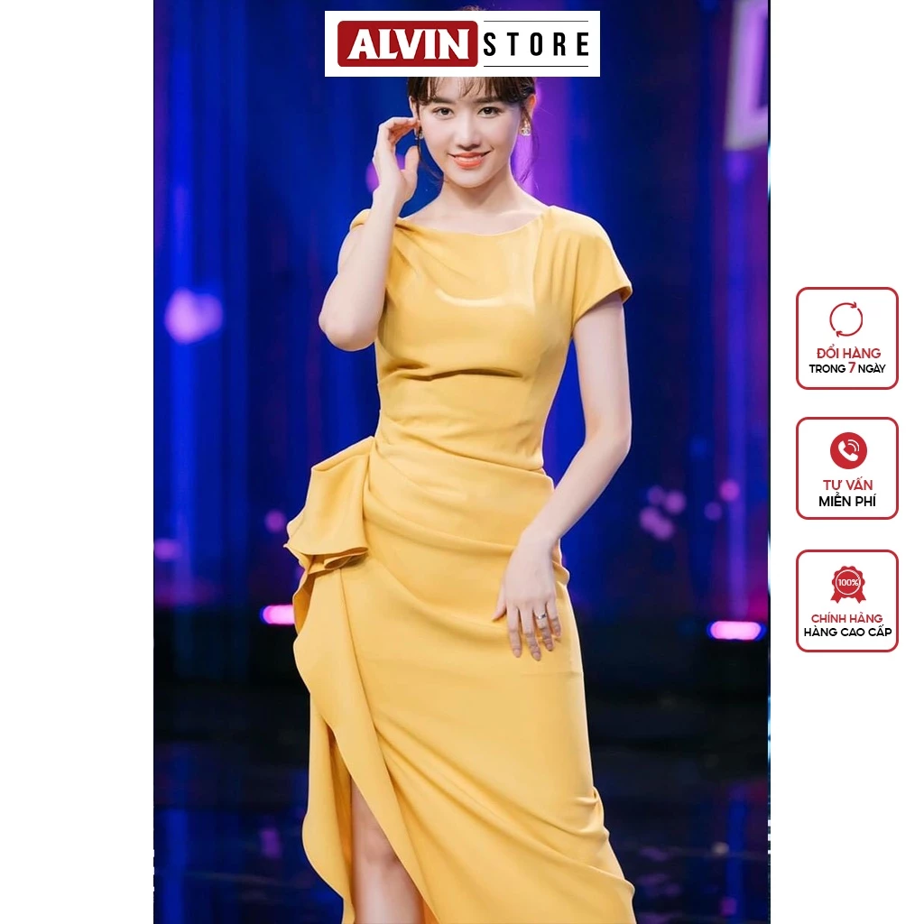 Đầm Ôm Kiểu Lệch Vai Nhún Eo Phối Bèo Alvin Store 0911