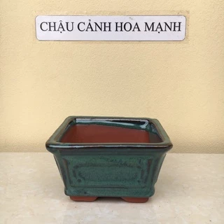 Chậu Vuông loe bonsai sen đá mini đất nung men hoả biến gốm Bát tràng 1 size SP473