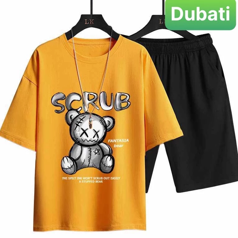 ĐỒ BỘ THỂ THAO GẤU SCRUB SIÊU SANG CHẢNH, ĐỒ BỘ NAM CỌC TAY MẪU MỚI - DUBATI FASHION