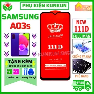 Kính Cường Lực Samsung A03s - Siêu chất lượng - Full màn hình 111D - Độ cứng 10H -Độ trong suốt cực cao