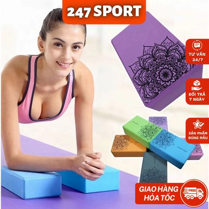 Gạch tập yoga 200g cao cấp in Hoa Mandala, block yoga cứng gấp 3 lần dùng trên thảm luyện tập