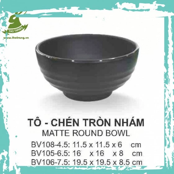 [Ưa Chuộng] Tô Tròn Cao Cấp Màu Đen Nhám 20cm SRITHAI SUPERWARE BV106-7.5 DN - Chính Hãng