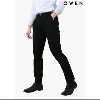 OWEN - Quần kaki nam Owen chất thô giấy mềm mại co dãn màu đen 21993/23632