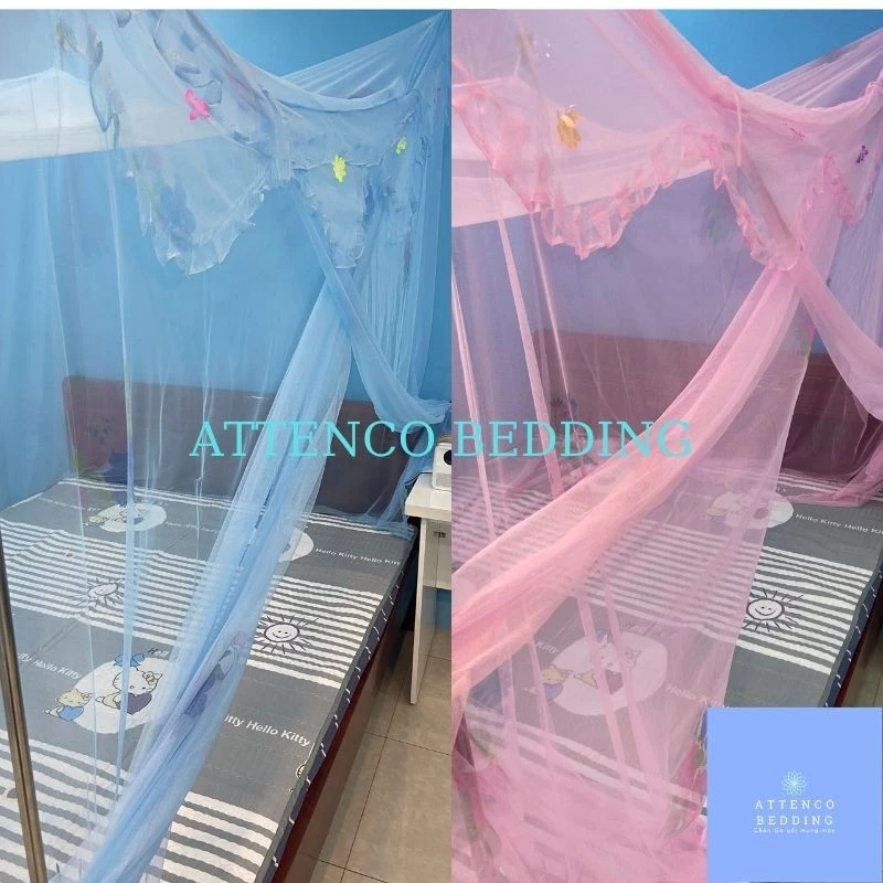 Mùng-màn tuyn hoa lỗ nhỏ có cửa cao 2m ,Màn cao cấp chống muỗi nhỏ và các loại côn trùng bảo vệ an toàn size R1m6 và 1m8