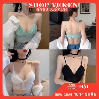 Áo Bra Ren Nữ,Không Gọng-Áo Lót Ren Chiếc Lá Đệm Mỏng Phối Chân Ren Mềm,Mịn