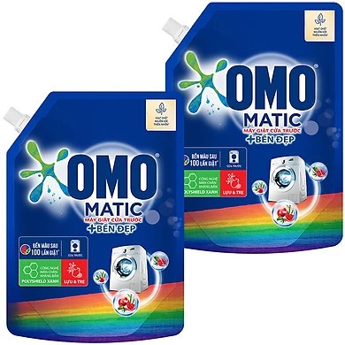 Combo 2 túi Nước giặt OMO Matic bền đẹp cửa trước lựu và tre túi 1,8kg