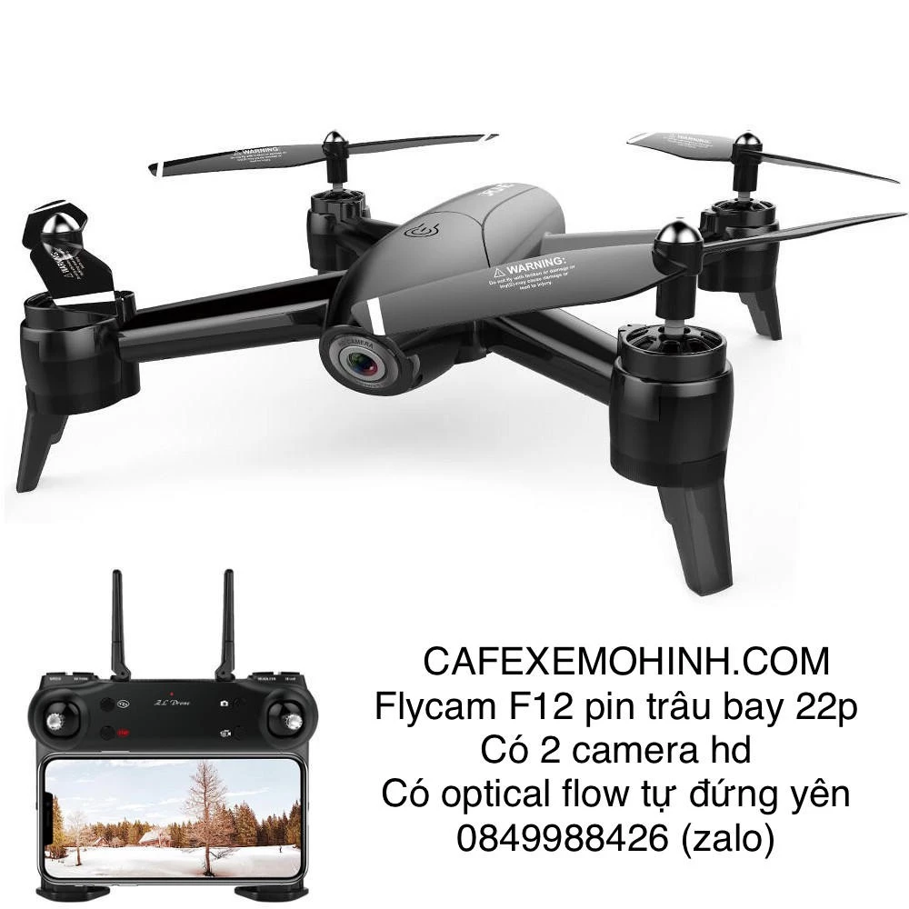 Flycam f12 pin trâu bay 22p trang bị 2 camera 4k có optical tự đứng yên