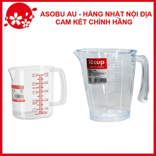 [HÀNG NHẬT] Cốc đong - Ca đong Inomata 200ml 300ml 500ml 1000ml đong chất lỏng, nước, dầu ăn, sữa có vạch chia mức