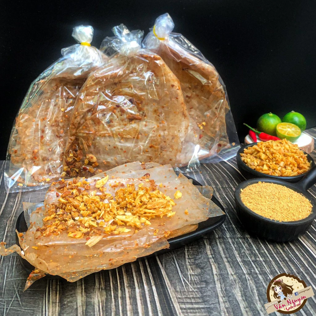 COMBO 5B Bánh tráng trộn xì ke muối nhuyễn tỏi phi. Cay thơm độc quyền. Bánh tráng phơi sương Vân Nguyễn.
