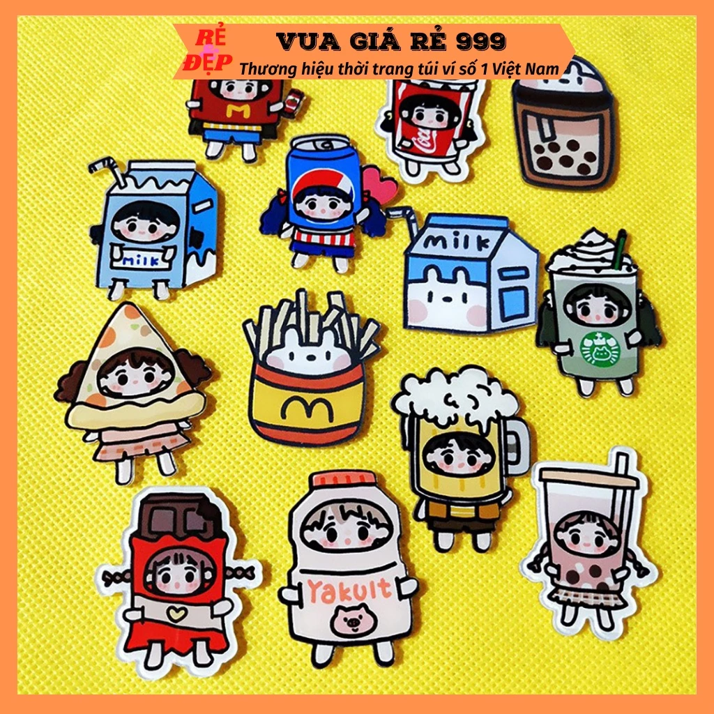 COMBO 10 Sticker phụ kiện gim cài trang trí balo túi ví xinh xắn dễ thương VUAGIARE999 ST500