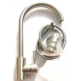 Vòi Rửa Chén Bát Nóng Lạnh 100% INOX 304 Astosi và 2 dây VÒI TRÒN NƯỚC MẠNH QUAY 360 ĐỘ DÙNG ĐƯỢC 2 HỘC CHẬU VÒI SỐ 6