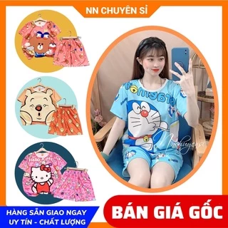 Đồ bộ nam nữ phom dưới 60kg chất thun mềm mát in hình Bò Sữa Doremon Kitty Hoạt hình dễ thương DBRBD TỔNG HỢP SIZE L