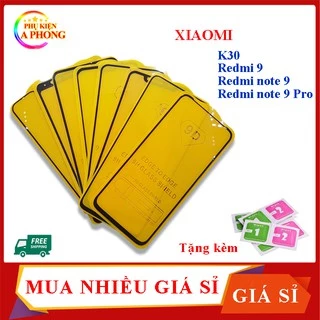 Kính cường lực Xiaomi redmi note 9, note 9 pro, xiaomi redmi 9, redmi K30 + Tặng kèm giấy lau 9d