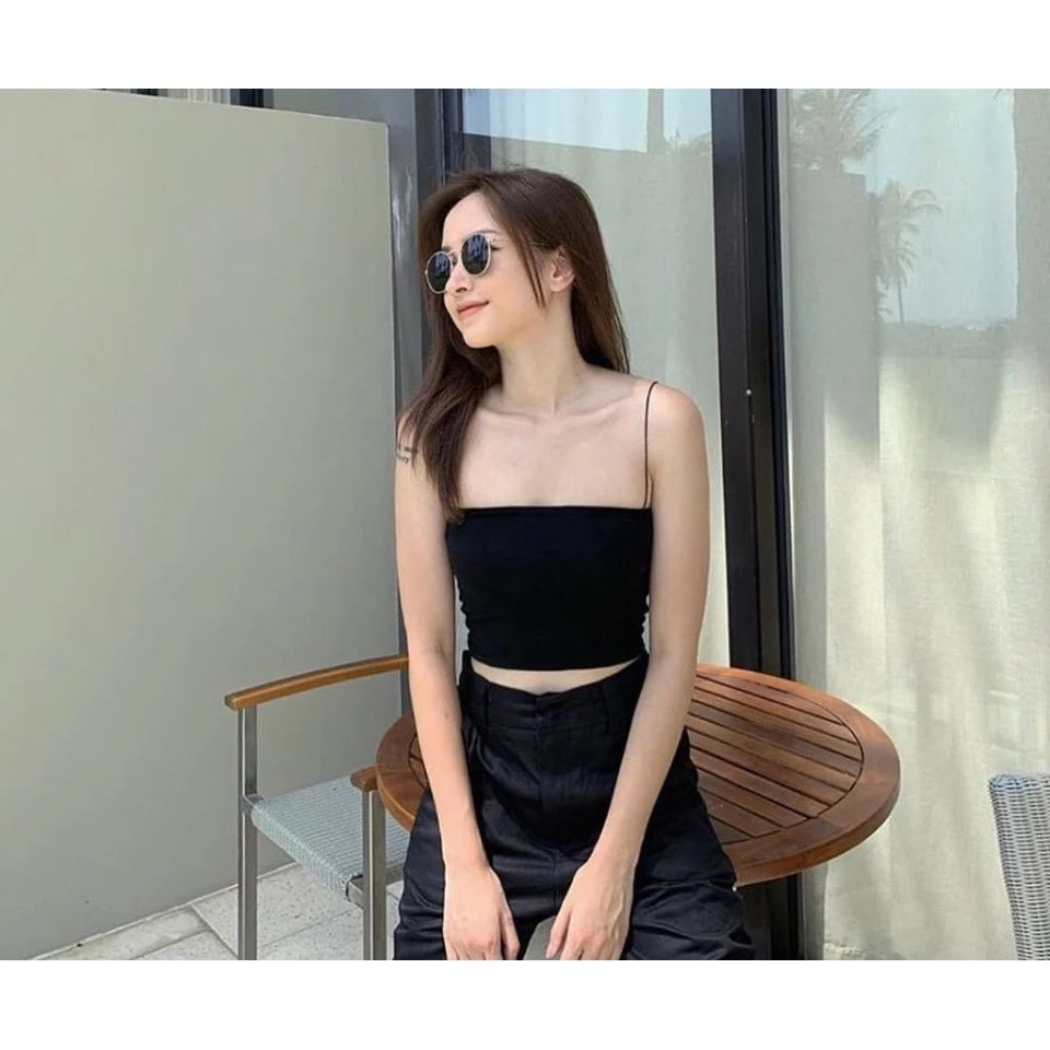 Áo Hai Dây Tăm Tím 🌸 Thun 2s croptop sexy 2 dây sợi bún body dáng ôm nữ SIÊU HOT 🌸