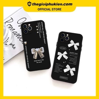 Ốp iphone - Ốp lưng iphone cạnh vuông Nơ trắng sang trọng dành cho ip 6 đến 14promax - ng190