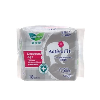 Băng Vệ Sinh Laurier Active Fit Deodorant Ag+ Gói 18 Miếng (Miếng Lót Hàng Ngày Phân Tử Bạc KHỬ MÙI - KHÁNG KHUẨN)