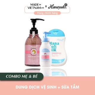 [CHÍNH HÃNG] Combo sữa tắm thảo dược HANAYUKI, dung dịch vệ sinh SOFT & SILK cho mẹ & bé (Dùng được cho bé sơ sinh)