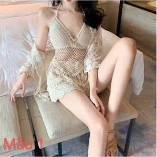 Y hình - Set Bikini len móc gồm 3 món áo-quần-áo khoác ngoài, có bán rời áo/quần