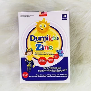 DUMIKIDS ZINC giúp bổ sung Kẽm, Thymomodulin, Vitamin C cho cơ thể, giúp ăn ngon, tăng cường sức đề kháng hộp 20 ống